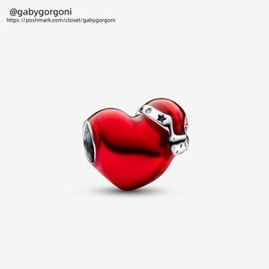 Pandora Metallic Red Christmas Heart Charm|Pendant